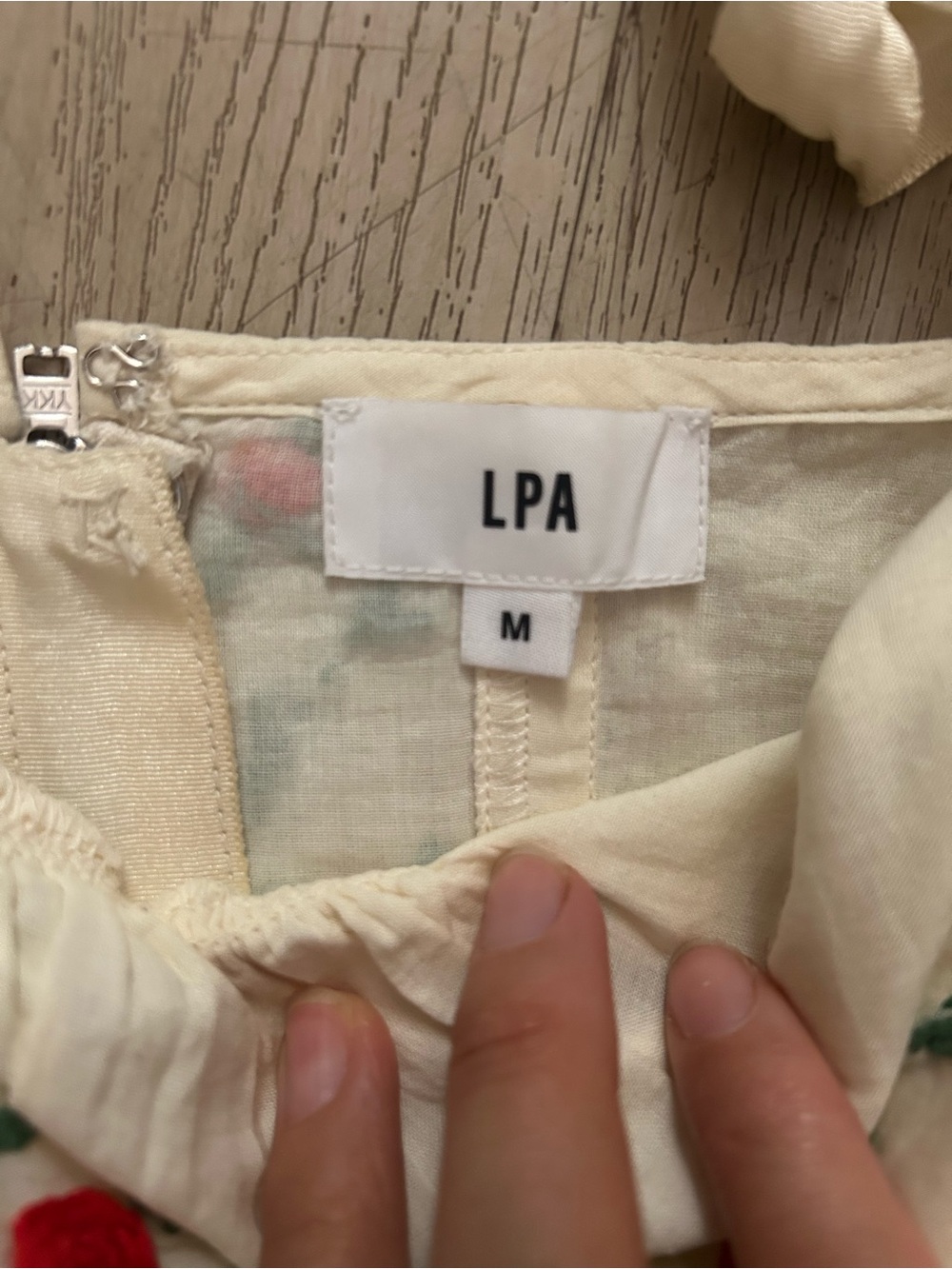 LPA White Embroidered V-Neck Corset Camisole with Red & Green Floral Detail - Picture 6 of 7